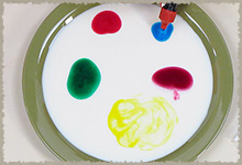 Plato con leche y tintura de colores